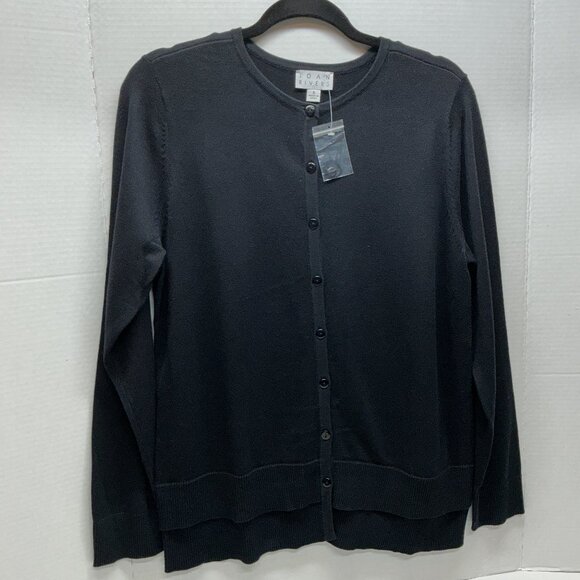 SMALL CARDIGAN BUTTON UP BLACK NEW JOAN RIVERS A366313 - Picture 1 of 11